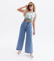 New Look Turn up the Volume Blue Extreme Wide Leg Jeans